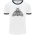 A Gothic Moth Skull Mens White Ringer T-Shirt White/Black