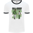 Call of Daddy Funny Parody Father's Day Dad Mens White Ringer T-Shirt White/Black