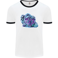 Cololurful Leopard Wild Cat Panther Mens White Ringer T-Shirt White/Black