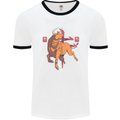 Chinese Zodiac Shengxiao Year of the Ox Mens White Ringer T-Shirt White/Black