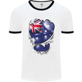 Gym Australian Flag Muscles Australia Mens White Ringer T-Shirt White/Black