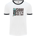 SHHH This Is My Movie T-Shirt Skull Horror Mens White Ringer T-Shirt White/Black