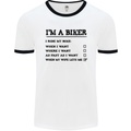 Motorcycle I'm a Biker When My Wife Funny Mens White Ringer T-Shirt White/Black