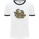 Valknut Symbol With Ravens Vikings Mens White Ringer T-Shirt White/Black