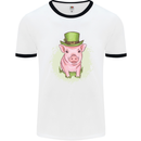 St Patricks Day Pig Mens White Ringer T-Shirt White/Black