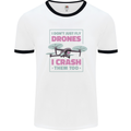 I Crash Them Too Funny Drone Pilot Mens Ringer T-Shirt White/Black