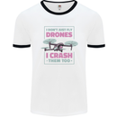 I Crash Them Too Funny Drone Pilot Mens Ringer T-Shirt White/Black