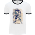 Love Music Rock n Roll Guitar Mens White Ringer T-Shirt White/Black