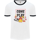 Come to Play Lets Summon Demons Ouija Board Mens White Ringer T-Shirt White/Black