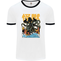 Cthulhu Japanese Anime Kraken Mens White Ringer T-Shirt White/Black