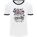 Silver Hawk Vintage Motorcycle Union Jack Mens White Ringer T-Shirt White/Black