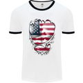 Gym Stars & Stripes American Flag Ripped Mens White Ringer T-Shirt White/Black