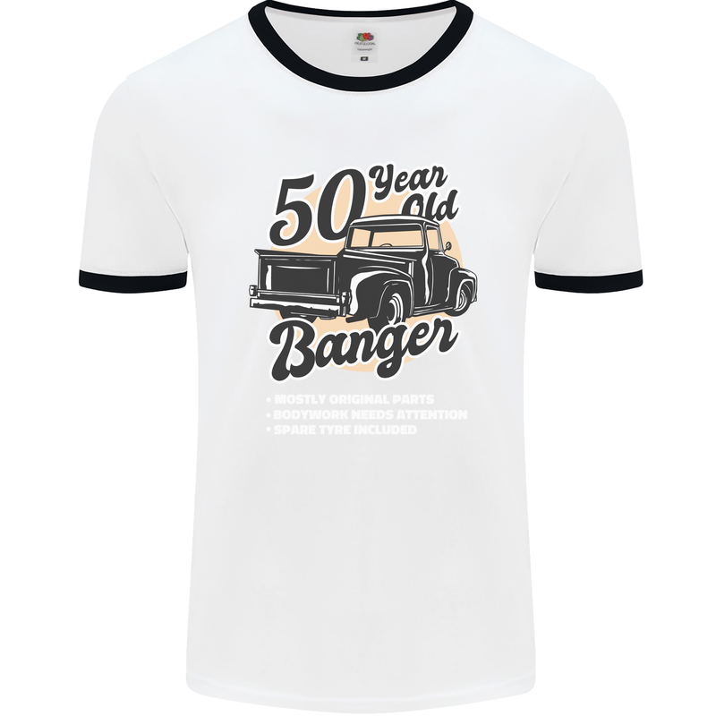 50 Year Old Banger Birthday 50th Year Old Mens Ringer T-Shirt White/Black
