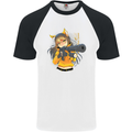 Anime Gun Girl Mens S/S Baseball T-Shirt White/Black