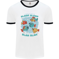 Bloop Bloop Funny Fishing Fisherman Mens Ringer T-Shirt White/Black