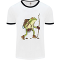 Trekking Hiking Rambling Frog Toad Funny Mens White Ringer T-Shirt White/Black