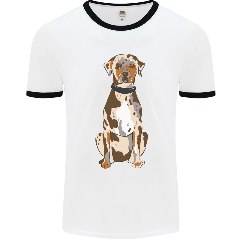 Catahoula Shepherd Dog Mens White Ringer T-Shirt White/Black