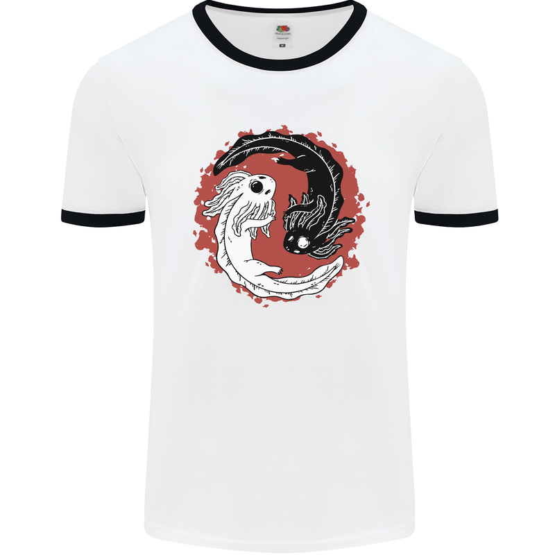 Yin Yang Axoloti Mens Ringer T-Shirt White/Black