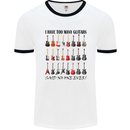 I Have Too Many Guitars Funny Guitarist Mens White Ringer T-Shirt White/Black