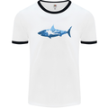 Great White Shark Scuba Diver Diving Mens White Ringer T-Shirt White/Black