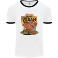 Heading to Vegan Town Funny Turkey Mens White Ringer T-Shirt White/Black