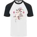 Chinese Zodiac Shengxiao Year of the Goat Mens S/S Baseball T-Shirt White/Black