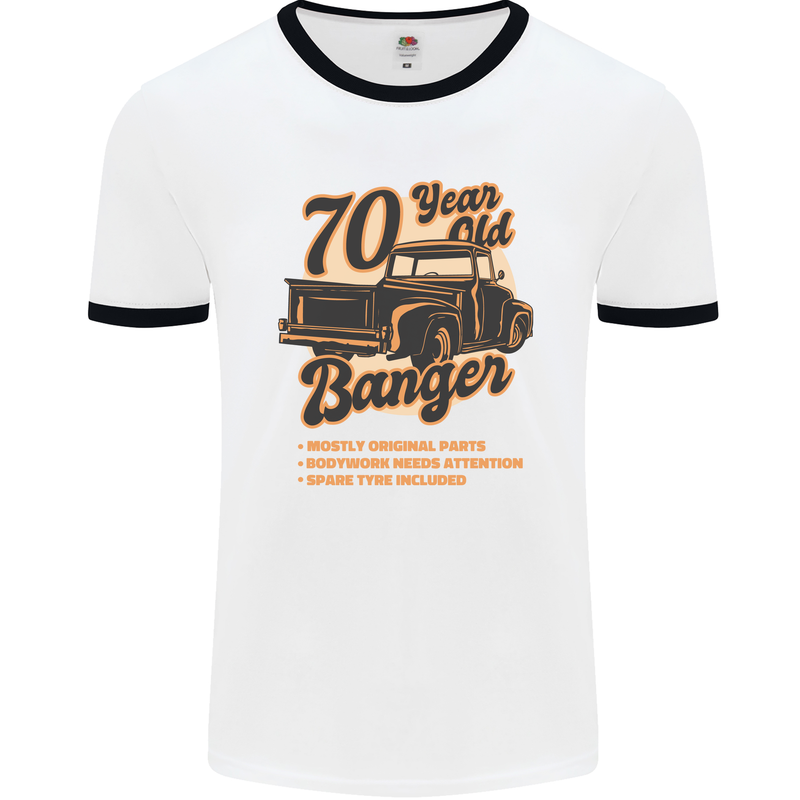 70 Year Old Banger Birthday 70th Year Old Mens Ringer T-Shirt White/Black