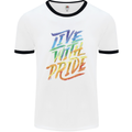 Live With Pride LGBT Gay Pride Mens White Ringer T-Shirt White/Black