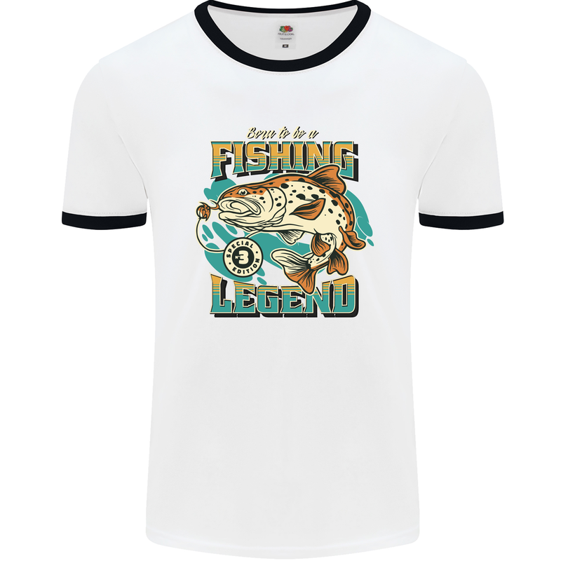 Fishing Legend Funny Fisherman Mens White Ringer T-Shirt White/Black