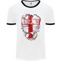 Gym St. George's Cross English Flag England Mens White Ringer T-Shirt White/Black