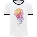 Colourful Jellyfish Ocean Life Mens White Ringer T-Shirt White/Black