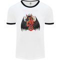 Devil Woman Guitar Death Heavy Metal Rock Mens White Ringer T-Shirt White/Black