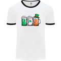 St Patricks Day Beer USA Irish Funny Mens White Ringer T-Shirt White/Black