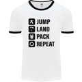 Skydiving Jump Land Pack Funny Skydiver Mens White Ringer T-Shirt White/Black