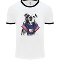 American Football Bulldog With Tattoos Mens White Ringer T-Shirt White/Black