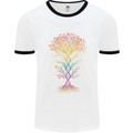 Colourful DNA Tree Biology Science Mens White Ringer T-Shirt White/Black