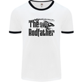 The Rodfather Funny Fishing Rod Father Mens White Ringer T-Shirt White/Black