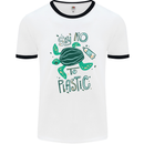 Climate Change Say No To Plastic Mens Ringer T-Shirt White/Black