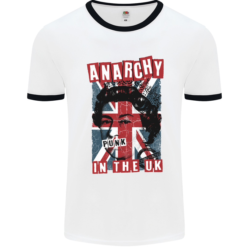 Anarchy in the UK Punk Music Rock Mens White Ringer T-Shirt White/Black