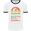 Grandpa Man Myth Legend Funny Fathers Day Mens Ringer T-Shirt White/Black