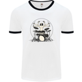 Virtruvian Drummer Funny Drumming Drum Mens White Ringer T-Shirt White/Black