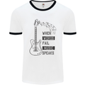 Guitar When Words Fail Music Speaks Mens Ringer T-Shirt White/Black