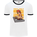 DJ Decks Vinyl Only Funny DJing Turntable Mens White Ringer T-Shirt White/Black