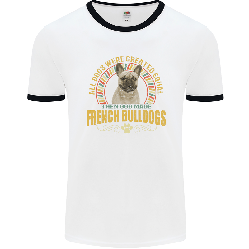 A French Bulldog Dog Mens Ringer T-Shirt White/Black