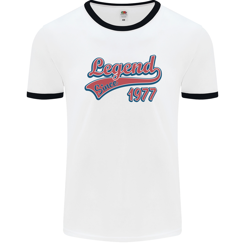 Legend Since 46th Birthday 1977 Mens Ringer T-Shirt White/Black