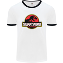 Grumpysaurus Funny Grumpy Old Git Man Mens White Ringer T-Shirt White/Black