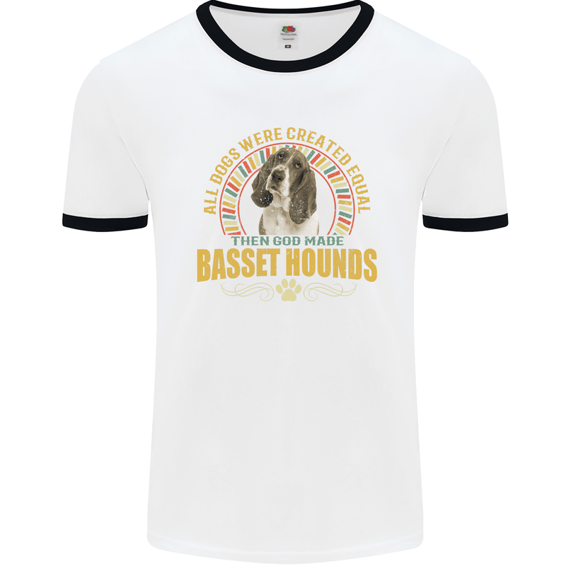 A Basset Hound Dog Mens Ringer T-Shirt White/Black