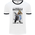 Not a Backrest Female Biker Motorcycle Mens Ringer T-Shirt White/Black