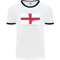 England Flag St Georges Day Rugby Football Mens White Ringer T-Shirt White/Black