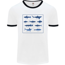Fish Species Fishing Fisherman Shark Mens White Ringer T-Shirt White/Black